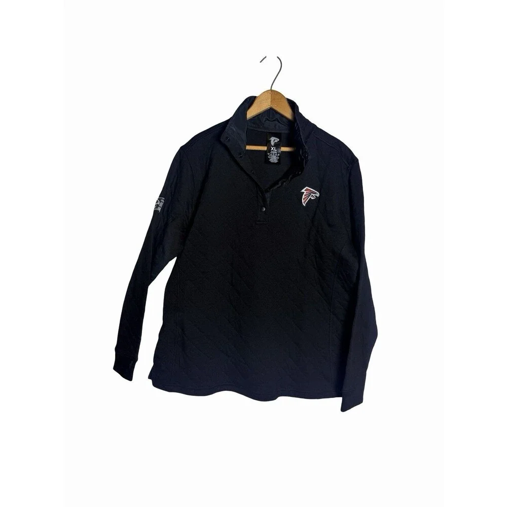 Atlanta Falcons Womens Size XL Black Quilted Quarter Snap Pullover 24 Premium